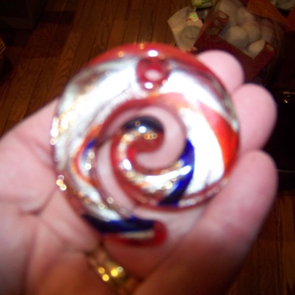 Murano Glass Swirl Blue Red Gold Pendant Italy - Picture 3 of 3